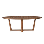 Lloyd Flanders Teak 48" Oval Sled Base Cocktail Table in Antique Gray Finish