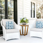 Lloyd Flanders Teak 24" Round Sled Base End Table in Antique Gray Finish