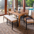 Lloyd Flanders Teak 63-84" Butterfly Leaf Umbrella Dining Table in Antique Gray Finish