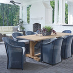 Lloyd Flanders Teak 94" Ceramic Top Dining Table in Antique Gray Finish