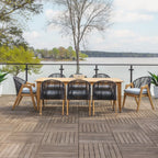 Lloyd Flanders Teak 63-84" Butterfly Leaf Umbrella Dining Table in Antique Gray Finish