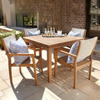 Lloyd Flanders Teak Loom Back Dining Armchair