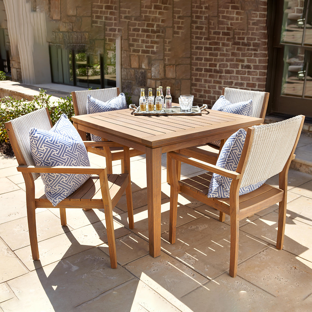 Lloyd Flanders Teak Loom Back Dining Armchair