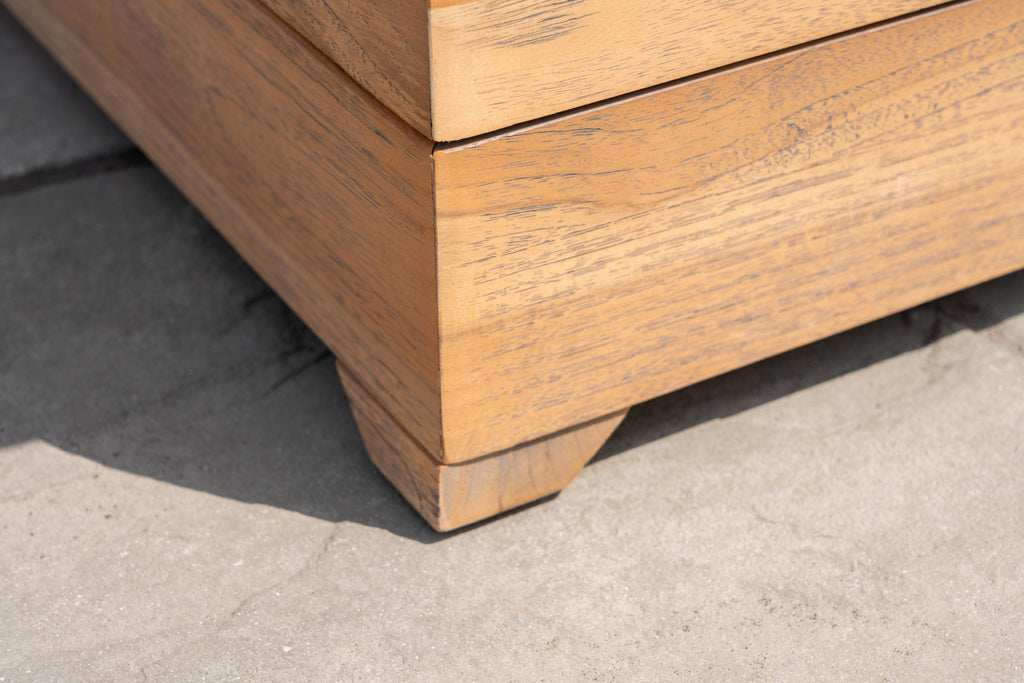 Lloyd Flanders Teak 52" Rect. Fire Table with Faux Concrete Top in Antique Gray Finish