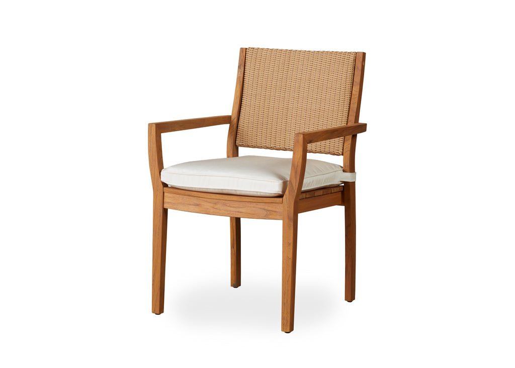 Lloyd Flanders Teak Loom Back Dining Armchair