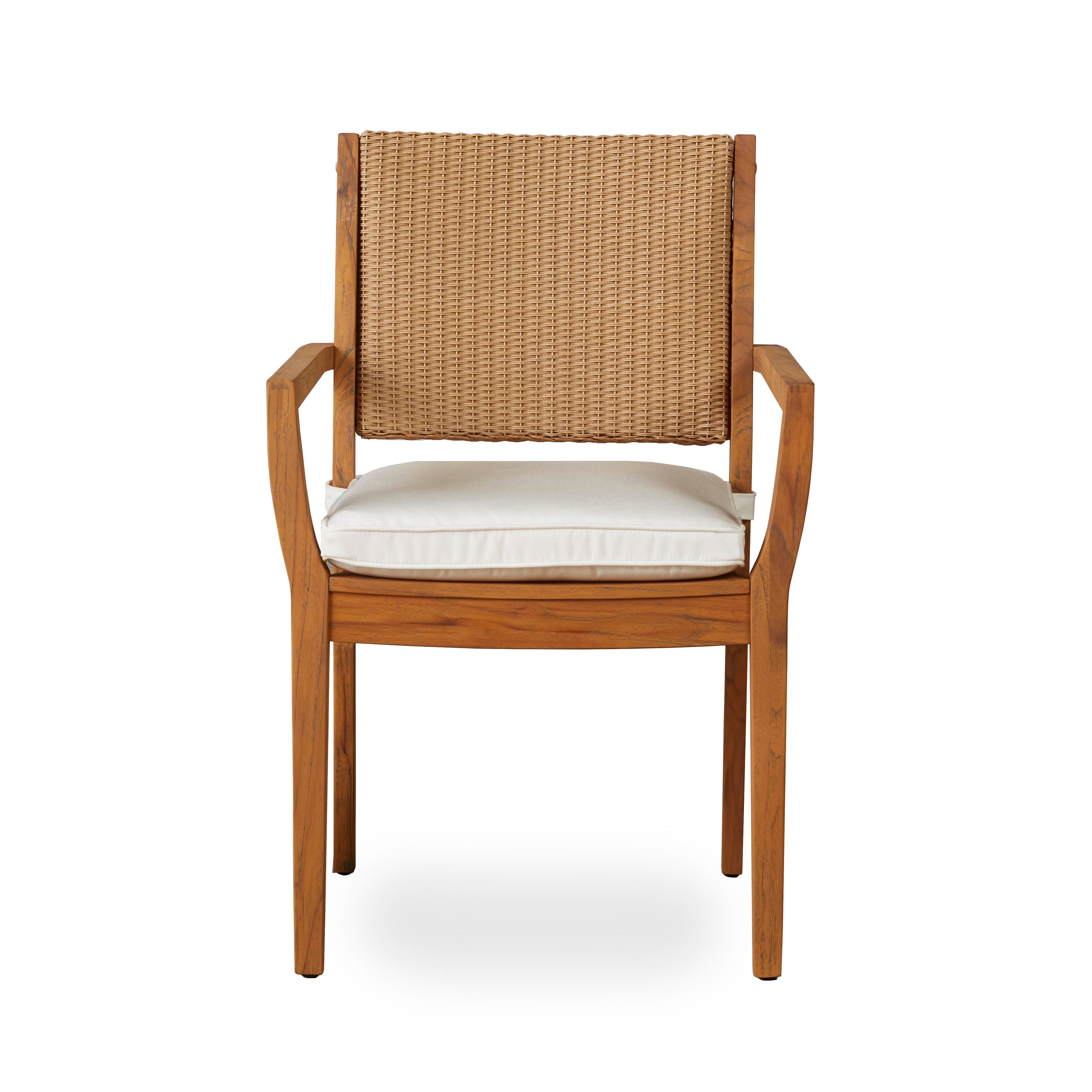 Lloyd Flanders Teak Loom Back Dining Armchair