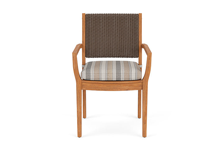 Lloyd Flanders Teak Loom Back Dining Armchair
