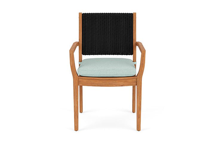 Lloyd Flanders Teak Loom Back Dining Armchair