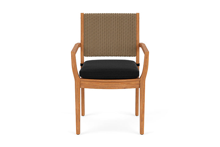 Lloyd Flanders Teak Loom Back Dining Armchair