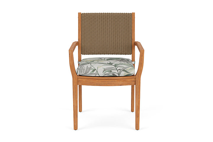 Lloyd Flanders Teak Loom Back Dining Armchair