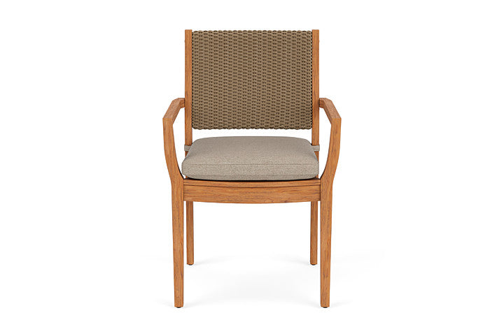 Lloyd Flanders Teak Loom Back Dining Armchair