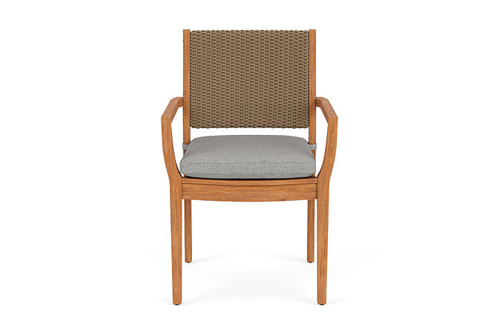 Lloyd Flanders Teak Loom Back Dining Armchair