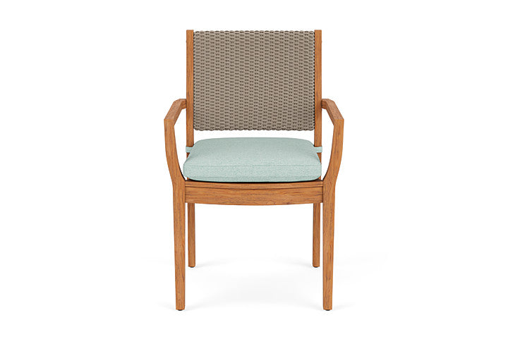 Lloyd Flanders Teak Loom Back Dining Armchair
