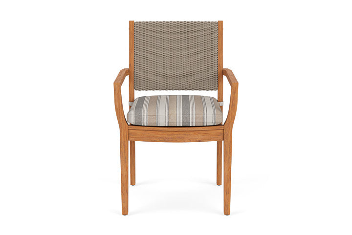 Lloyd Flanders Teak Loom Back Dining Armchair
