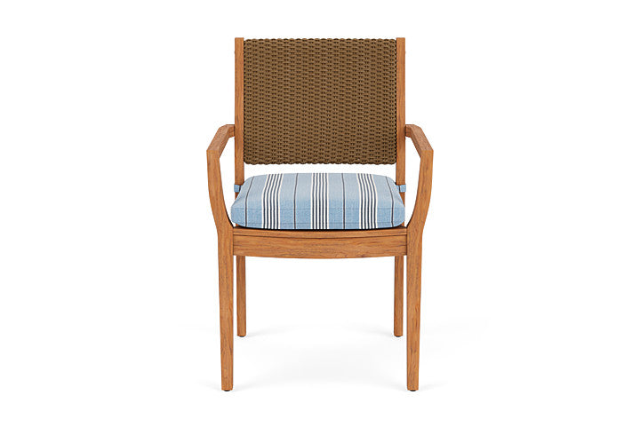 Lloyd Flanders Teak Loom Back Dining Armchair