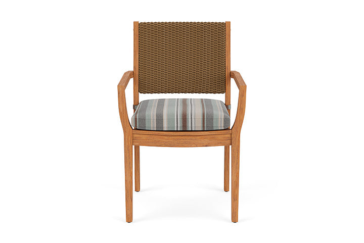 Lloyd Flanders Teak Loom Back Dining Armchair