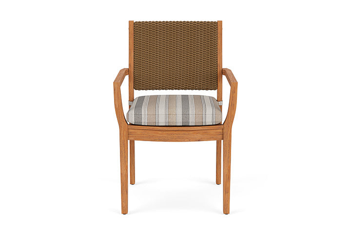Lloyd Flanders Teak Loom Back Dining Armchair