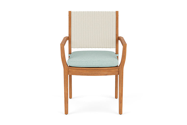 Lloyd Flanders Teak Loom Back Dining Armchair