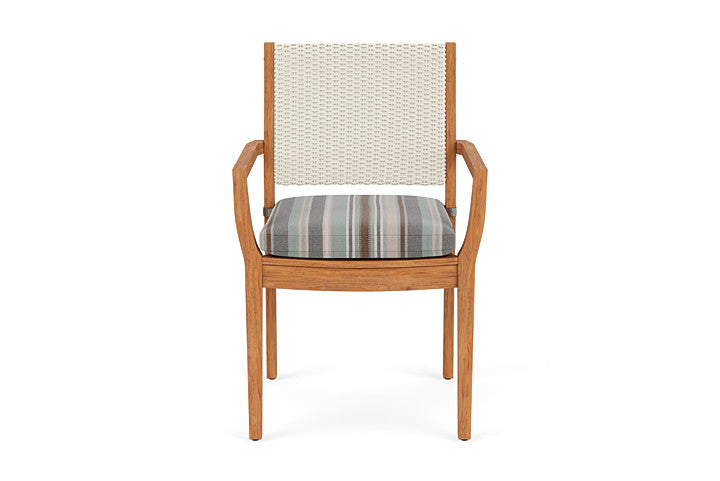 Lloyd Flanders Teak Loom Back Dining Armchair