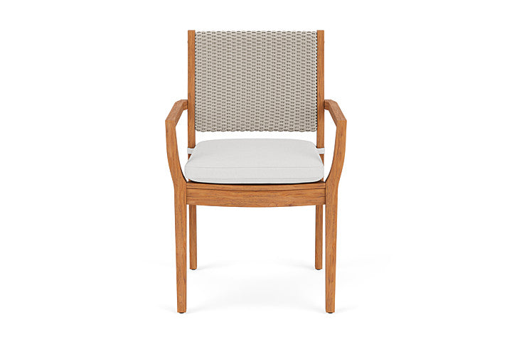 Lloyd Flanders Teak Loom Back Dining Armchair