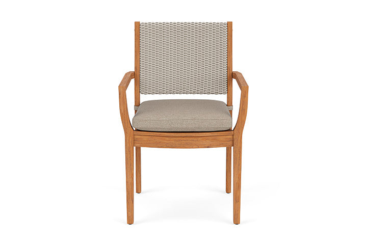 Lloyd Flanders Teak Loom Back Dining Armchair