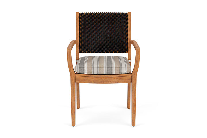 Lloyd Flanders Teak Loom Back Dining Armchair