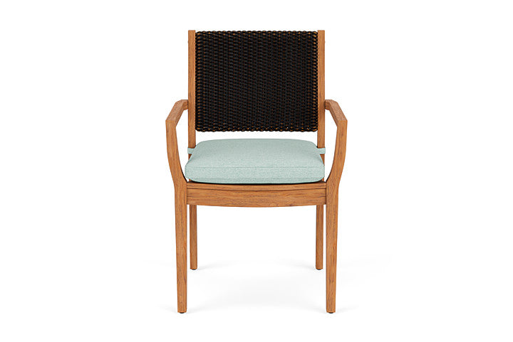 Lloyd Flanders Teak Loom Back Dining Armchair