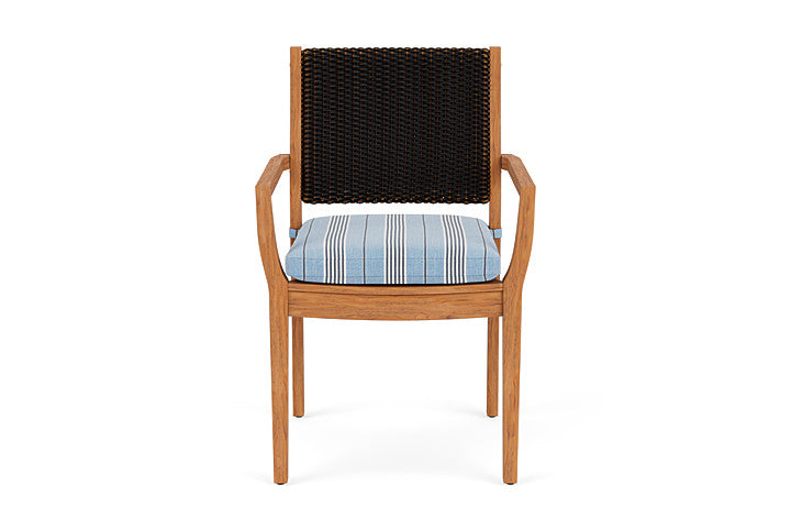 Lloyd Flanders Teak Loom Back Dining Armchair