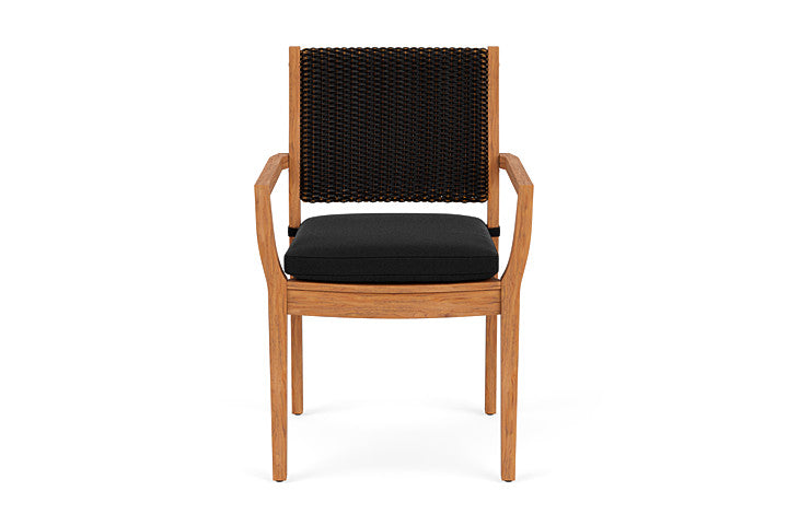 Lloyd Flanders Teak Loom Back Dining Armchair