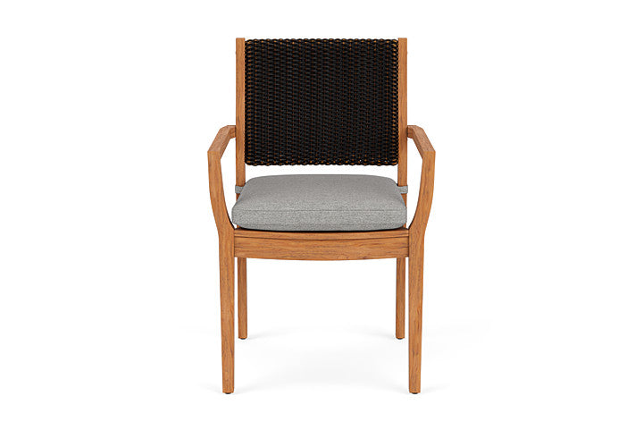 Lloyd Flanders Teak Loom Back Dining Armchair
