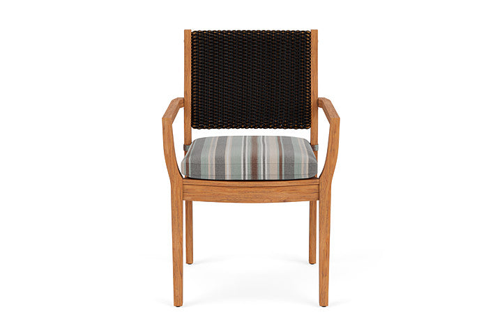 Lloyd Flanders Teak Loom Back Dining Armchair
