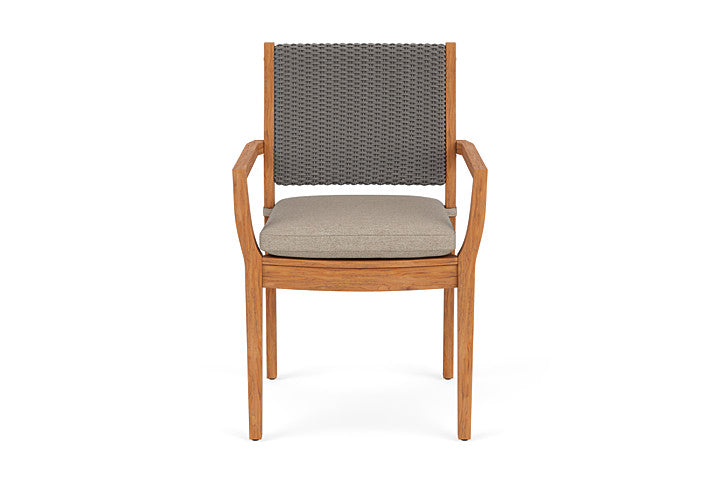 Lloyd Flanders Teak Loom Back Dining Armchair