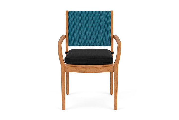 Lloyd Flanders Teak Loom Back Dining Armchair