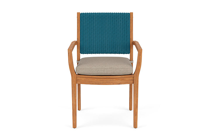 Lloyd Flanders Teak Loom Back Dining Armchair