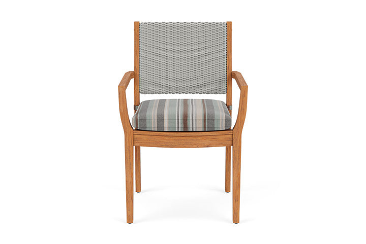 Lloyd Flanders Teak Loom Back Dining Armchair