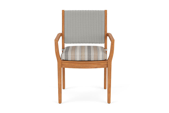 Lloyd Flanders Teak Loom Back Dining Armchair