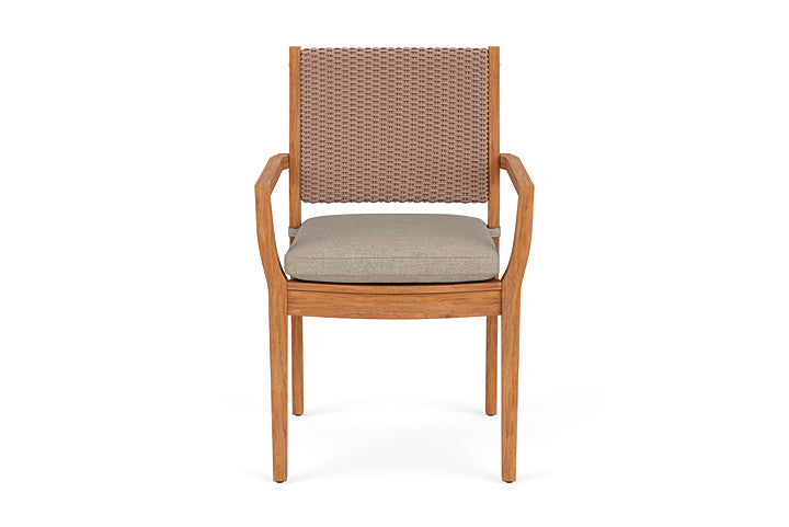 Lloyd Flanders Teak Loom Back Dining Armchair