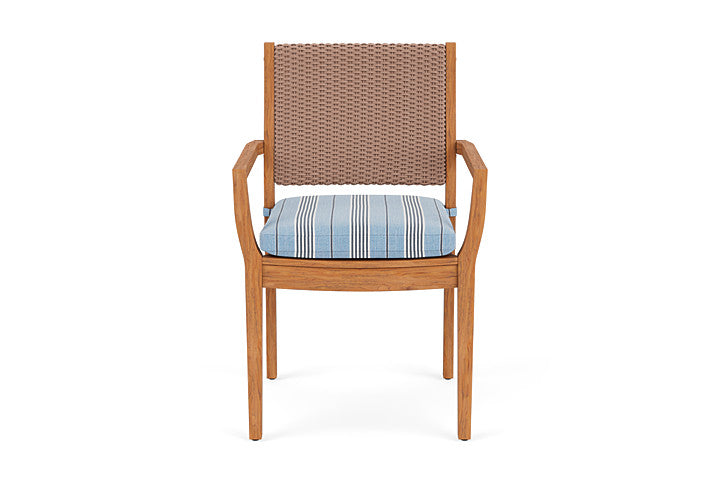 Lloyd Flanders Teak Loom Back Dining Armchair