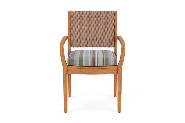 Lloyd Flanders Teak Loom Back Dining Armchair