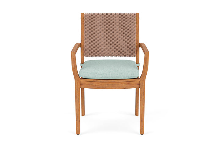 Lloyd Flanders Teak Loom Back Dining Armchair