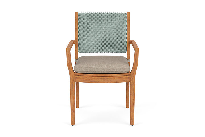 Lloyd Flanders Teak Loom Back Dining Armchair