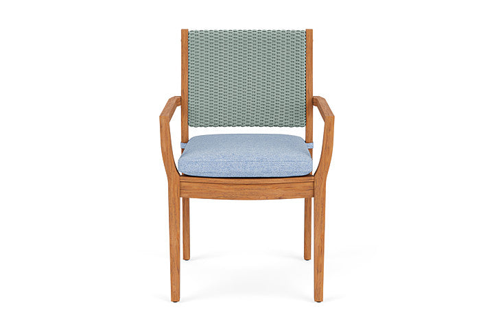 Lloyd Flanders Teak Loom Back Dining Armchair