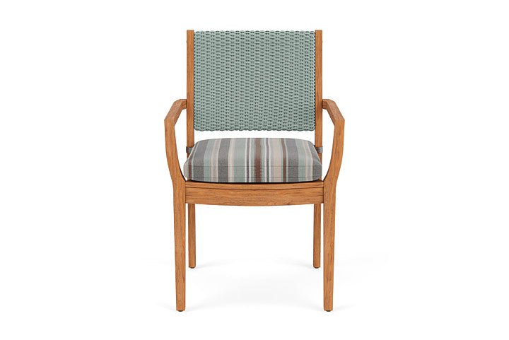 Lloyd Flanders Teak Loom Back Dining Armchair
