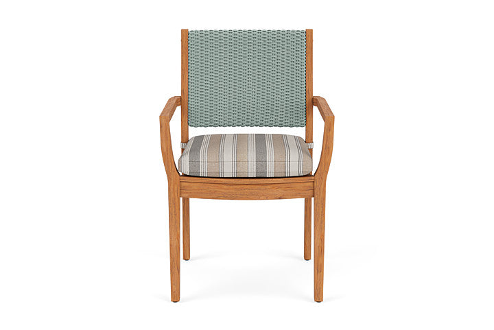 Lloyd Flanders Teak Loom Back Dining Armchair