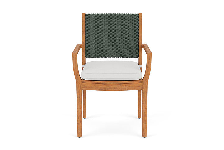 Lloyd Flanders Teak Loom Back Dining Armchair