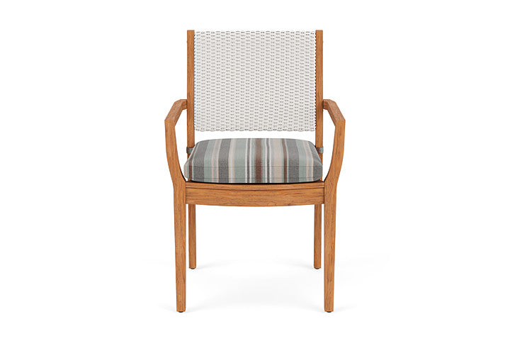 Lloyd Flanders Teak Loom Back Dining Armchair