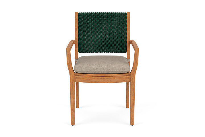 Lloyd Flanders Teak Loom Back Dining Armchair
