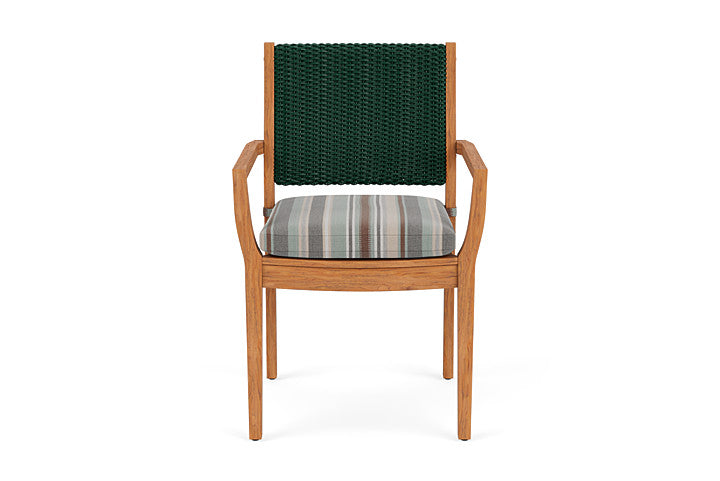 Lloyd Flanders Teak Loom Back Dining Armchair