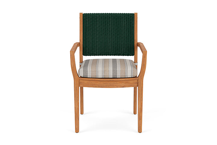 Lloyd Flanders Teak Loom Back Dining Armchair