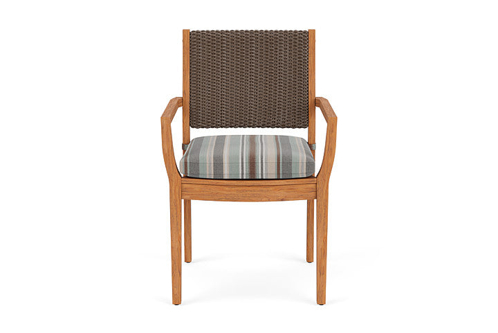 Lloyd Flanders Teak Loom Back Dining Armchair